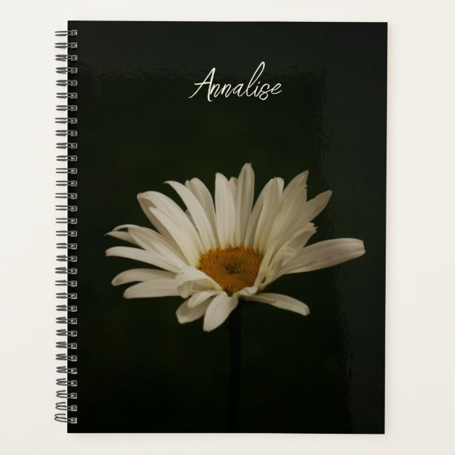 Agenda Elegante Daisy Floral Foto Personalizada (Frente)
