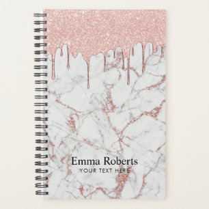 Agenda Elegante de Mármore Branco e Rosa Dourado de Disc