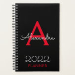 Agenda Elegante do Monograma Vermelho Negro 2022<br><div class="desc">2022 Nome do Monograma Vermelho e Preto e Planejador Inicial de Notebook Espiral. Isto faz o doce e perfeito aniversário de 16 anos,  casamento,  chá de panela,  aniversário,  chá de fraldas ou festa de solteira presente para alguém que ama luxo de luxo e estilos quíticos.</div>