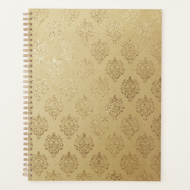 Agenda Elegante Dourado Damask (Frente)