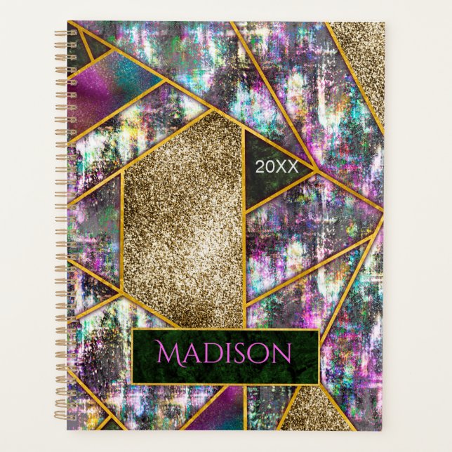 Agenda Elegante e iridescente geométrico (Frente)
