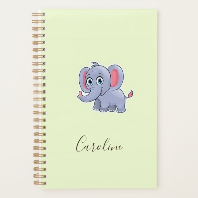 Agenda Elegante elefante cinza verde (Frente)