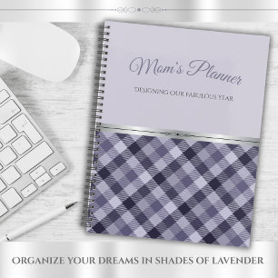 Agenda Elegante Estilo de Designer de Xadrez Lavanda Bout
