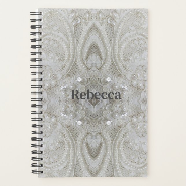 Agenda elegante feminino chique cinza creme bege branco f (Frente)