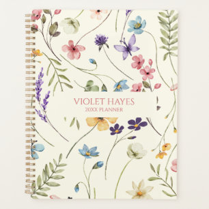 Agenda Elegante Flor Silvestre Floral Personalizado