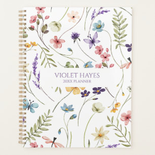 Agenda Elegante Flor Silvestre Floral Personalizado