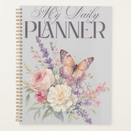 Agenda Elegante Floral Aquarela e Borboleta Diário