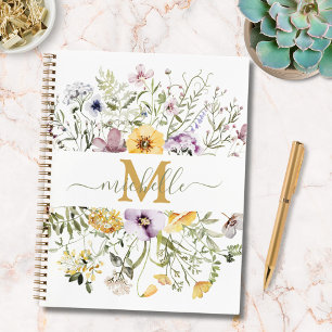 Agenda Elegante Floral de Jardim de Flores Silvestres Col
