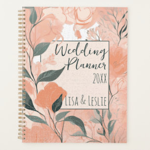 Agenda Elegante Floral de Pêssego Personalizado Noiva Cas