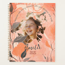Agenda Elegante Floral Pastel em Tons de Pêssego e Salvia