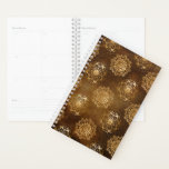 Agenda Elegante Folha de Ouro e Mandala Preta da Índia<br><div class="desc">Espiritual Folha de Ouro Elegante e Padrão Floral Indiano de Mandala Preto.</div>