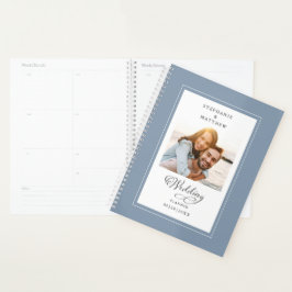 Agenda Elegante Foto Azul Poeira de Noivado Casamento
