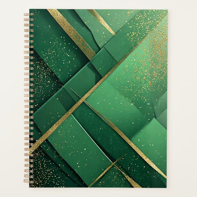 Agenda Elegante Fundo Abstrato Verde Com Brilho (Frente)