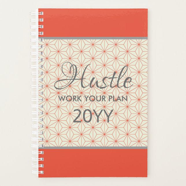 Agenda Elegante Hustle 2019 Orange Taupe Personalizado (Frente)
