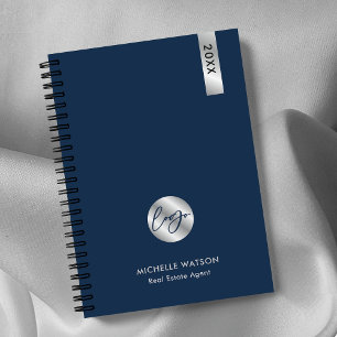 Agenda Elegante Logotipo Empresarial Navy & Silvee Person