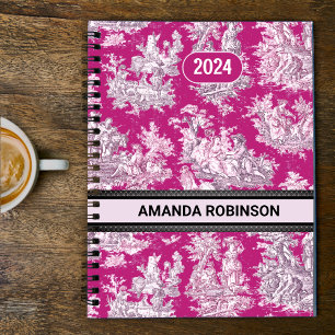 Agenda Elegante Magenta Rosa Vintage Toile de Jouy Lago