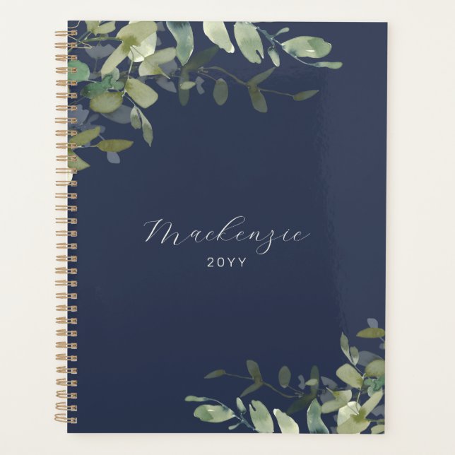 Agenda Elegante Marinho Minimalista Verde Azul (Frente)