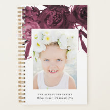 Elegante Maroon Floral Buquê com Nome e Foto