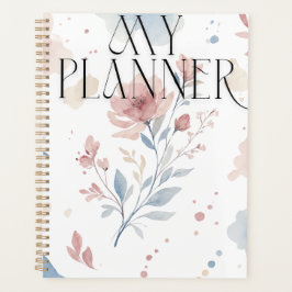 Agenda Elegante "Meu Planejador" Floral Aquarela