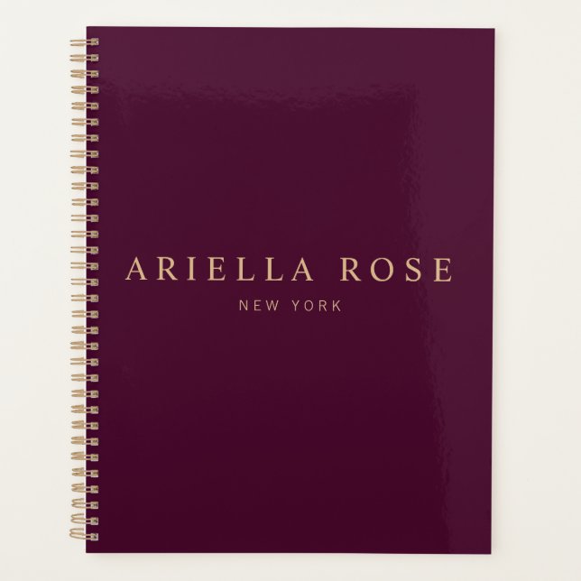 Agenda Elegante Moderno da Borgonha Profissional (Frente)