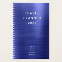 Elegante Monograma Azul Marinho Viagem 