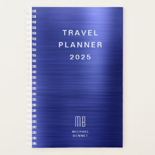 Agenda Elegante Monograma Azul Marinho Viagem 
