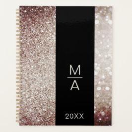 Agenda Elegante Monograma de Salão Glitter Planner