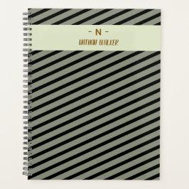 Agenda Elegante Monograma Dourado e Cinza I Minimalista E