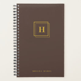 Agenda Elegante Monograma Dourado Geométrico Dupla Moldur
