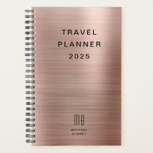 Agenda Elegante Monograma em Ouro Rosa Viagem
