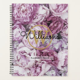 Agenda Elegante Monograma Floral Chic Dourado 2023 
