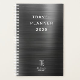 Agenda Elegante Monograma Preto Viagem