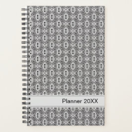 Agenda Elegante Padrão Floral Sem Costura em Preto e Bran