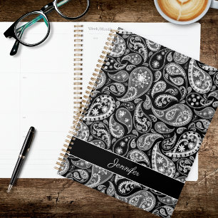 Agenda Elegante Paisley Preto