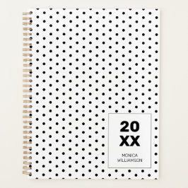 Agenda Elegante Personalizado de Pontos Preto e Branco