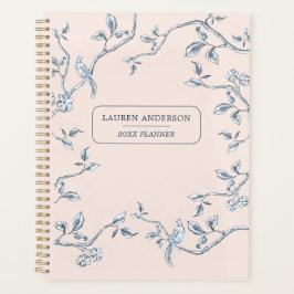 Agenda Elegante Pink & Blue Toile Planner francês