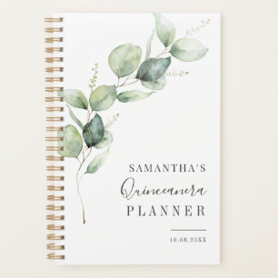 Agenda Elegante Quinceanera Greenery 15 Birthday