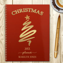 Elegante Red Dourado Planner de Natal
