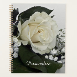 Agenda Elegante & Romântico Rosa Branca Personalizado