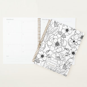Agenda Elegante Rosa Branco Arte Floral