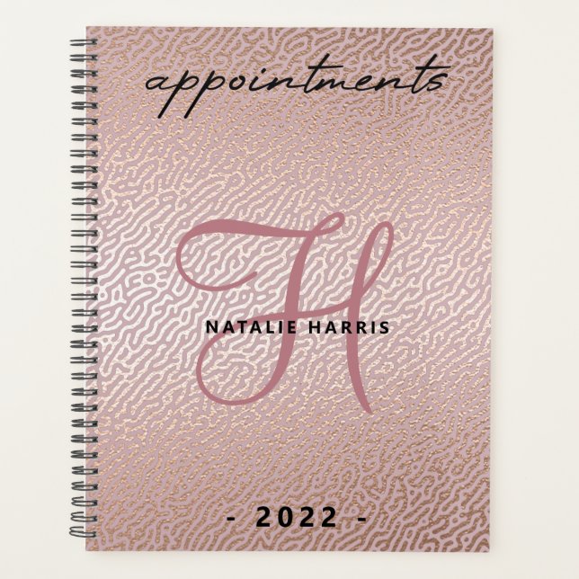 Agenda Elegante Rosa Dourado Chic Appoint Book (Frente)