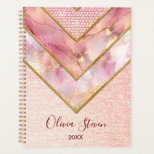 Agenda Elegante rosa dourado, geométrico