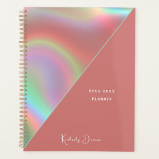 Agenda Elegante Rosa Empoeirado Holográfico