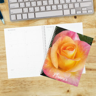 Agenda Elegante Rosa Floral Rosa e Amarelo