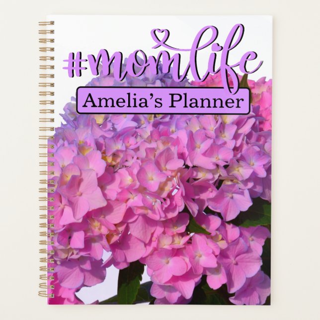 Agenda Elegante rosa púrpura azul floral Melhor mãe de se (Frente)
