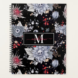 Agenda Elegante Rosas de crânio preto