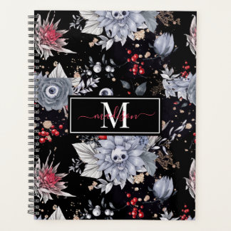 Agenda Elegante Rosas de crânio preto