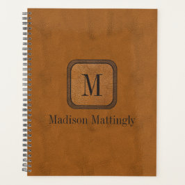 Agenda Elegante Rustic Vintage Leather Chic Monograma Nom