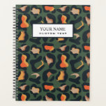 Agenda Elegante Safari Animal Skype Leopardo<br><div class="desc">Imagem digital moderna da pele do leopardo na elegante paleta de terra quente de preto, laranja, amarelo, verde e bege. Sobreposição de faixa preta.com texto totalmente personalizável em fonte clássica branca. A coluna é preta com letra branca em negrito. Legal, feminino e elegante, disponível em muitos produtos. Para obter ajuda...</div>