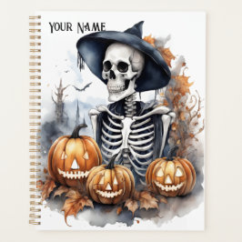 Agenda Elegante Skeleton Halloween Watercolor